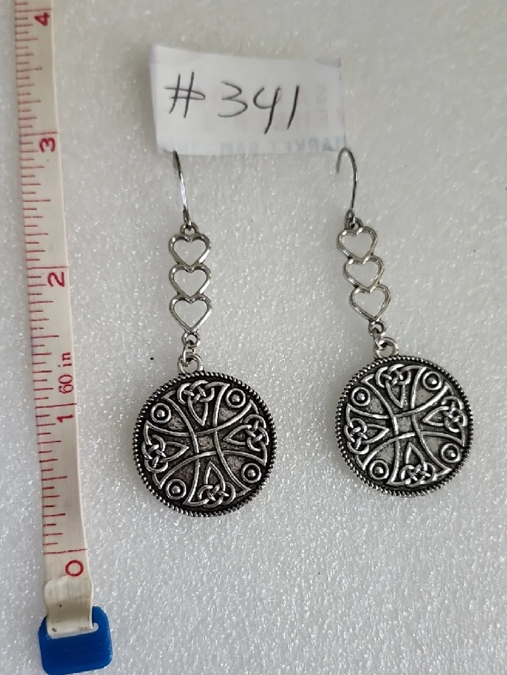 Hand Crafted Silver Celtic Heart Drop Earrings - Silver